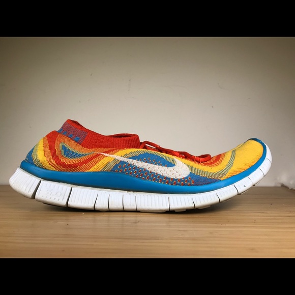 Nike Free Flyknit Team Orange Blue Yellow Size 11 Nike Free Flyknit Team Orange Blue Yellow Size 11